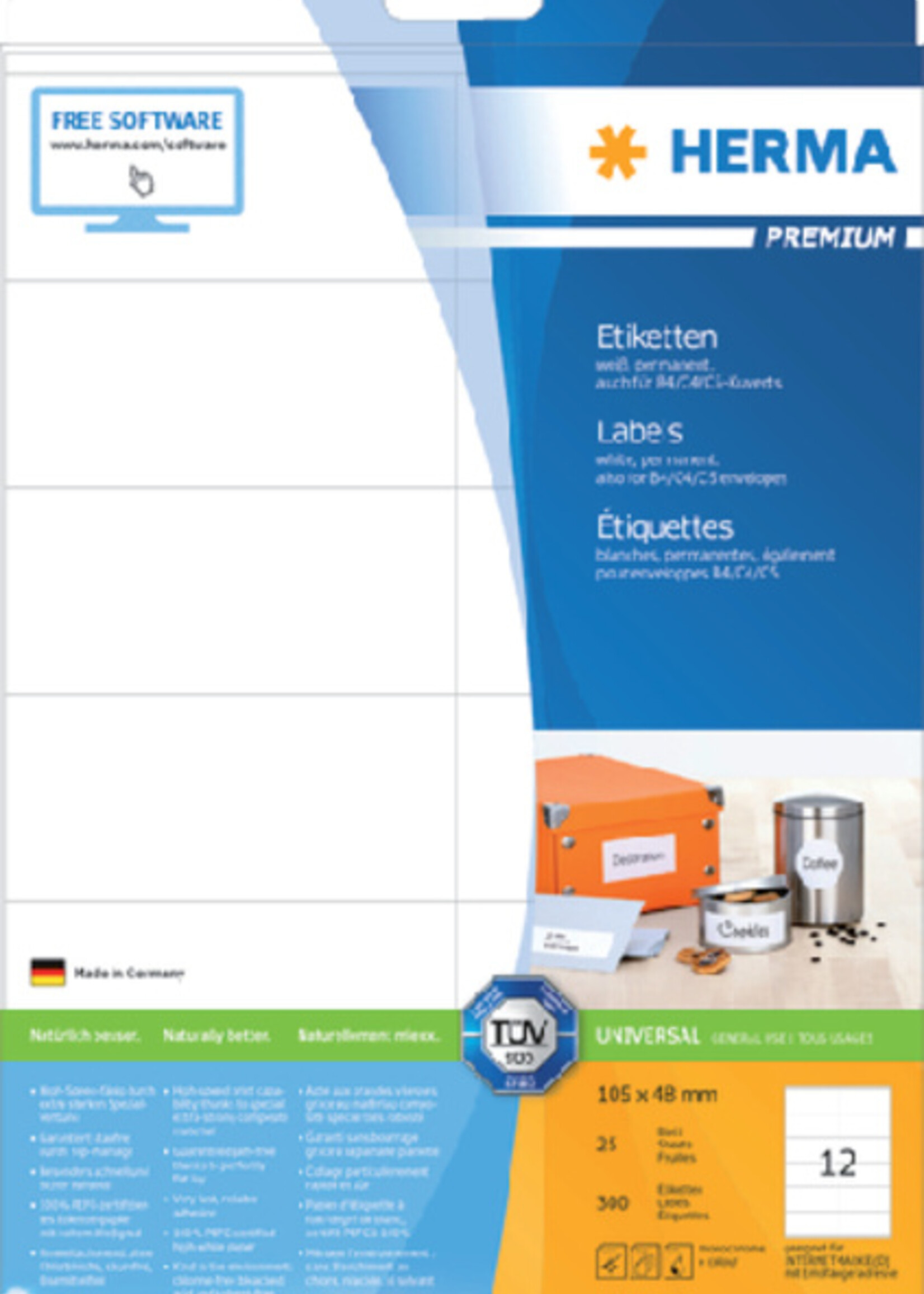 Herma Herma ETIKET 4363 105X48MM WT PREM 300STKS