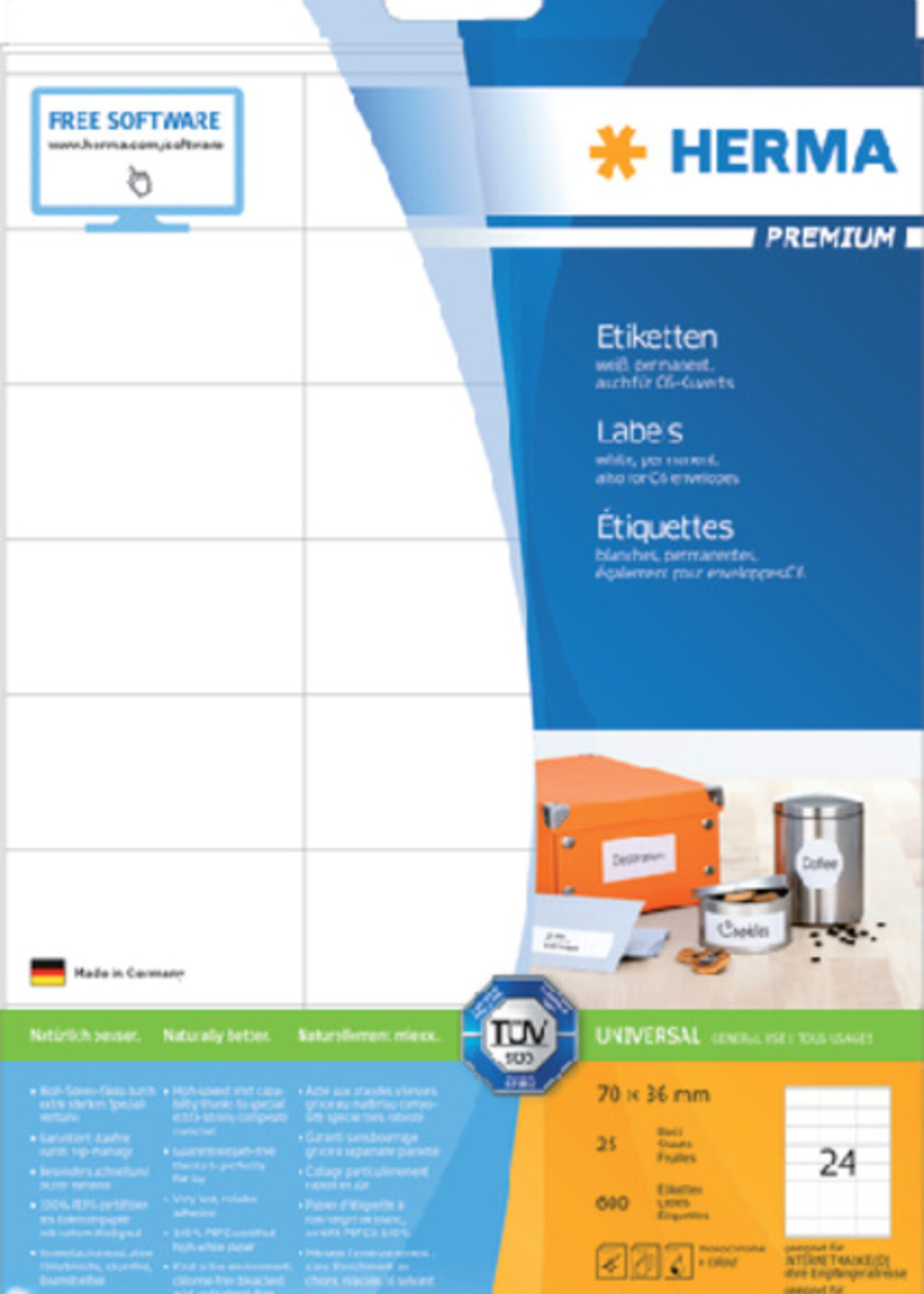Herma Herma ETIKET 4360 70X36MM WT PREM 600STKS