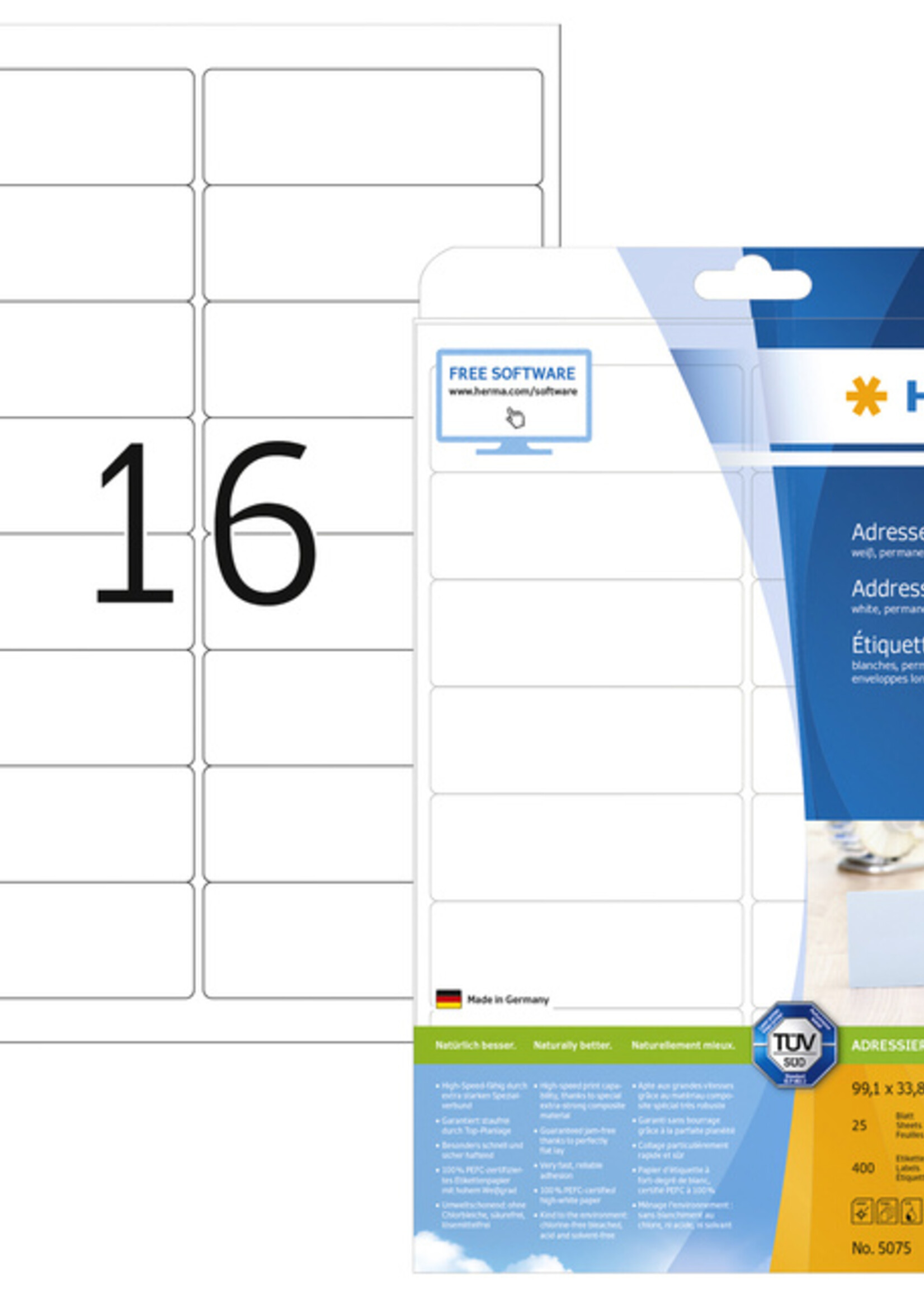 Herma Herma ETIKET 5075 99.1X33.8MM WT PREM 400STKS