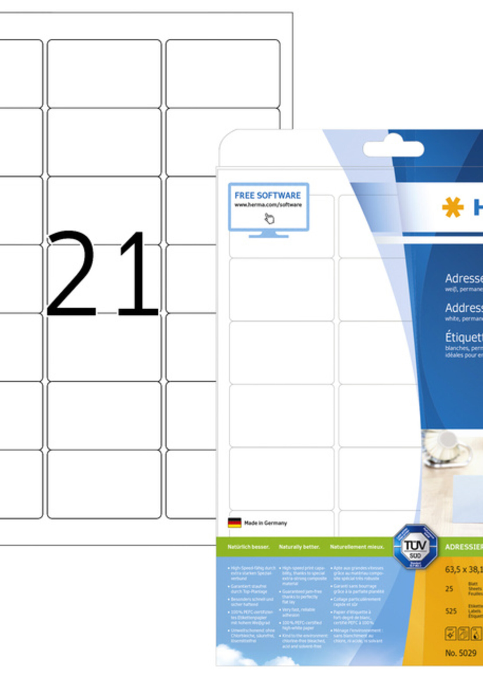 Herma Herma ETIKET 5029 63.5X38.1MM WT PREM 525STKS