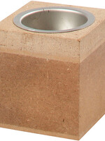 Creotime WAXINELICHTHOUDER HOUT 6X6X6CM