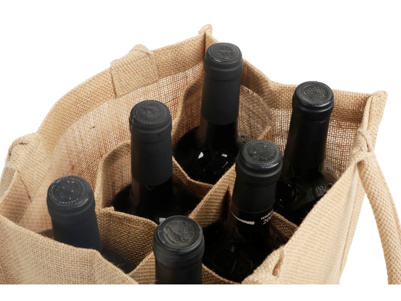 Jute bag for 6 bottles