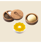Style de Vie Kermakieken-Schale für Olivenöl sowie Schale aus Akazienholz für Butter, Pfeffer und Salz.