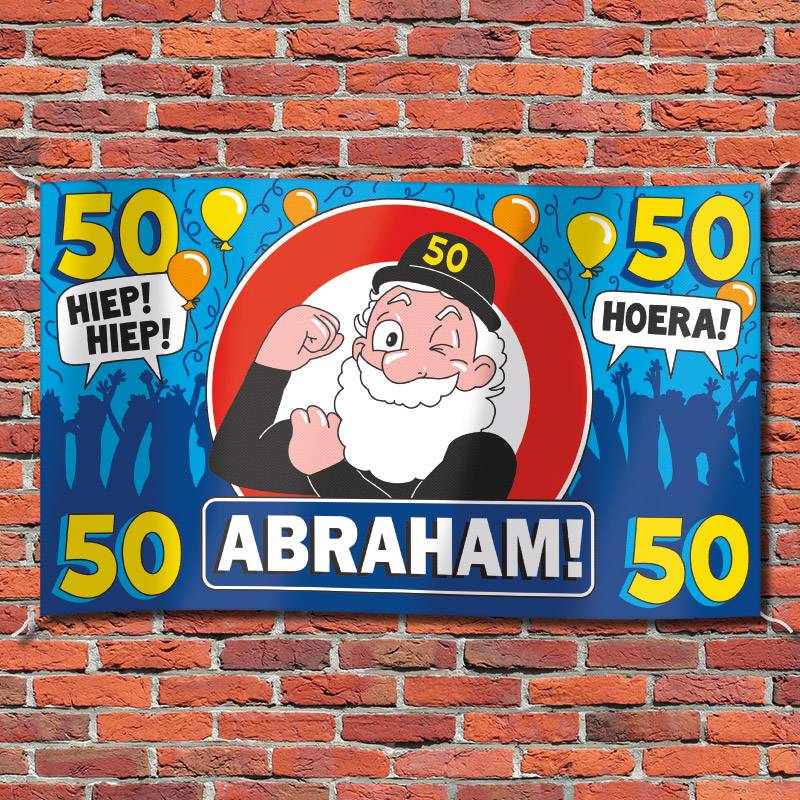 Verleden onderdak Te Abraham 50 jaar XXL Gevelvlag - Feestperpost
