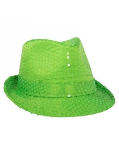  Neon groene hoed met pailletten