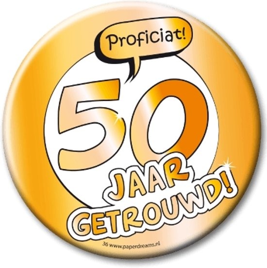 Beste XL button 50 jaar getrouwd - Feestperpost GC-48