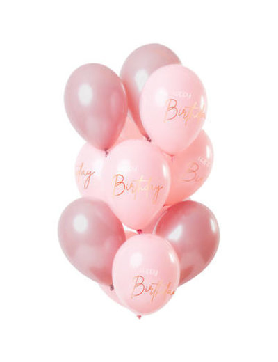  Elegant Lush Blush Ballonnen Happy Birthday -12stk