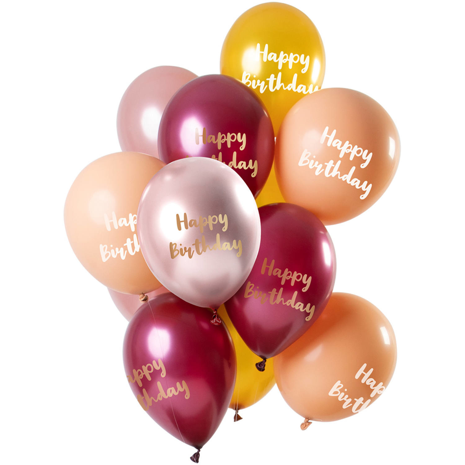 drijvend Geletterdheid Rudyard Kipling Happy Birthday Ballonnen Mix Roze/Goud - 12stk - Feestperpost