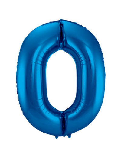  Folieballon Blauw Cijfer 0