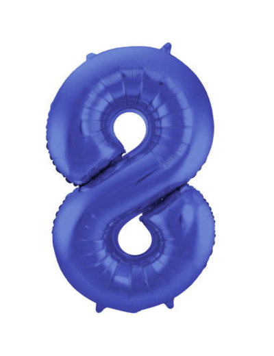  Folieballon Mat Blauw Cijfer 8