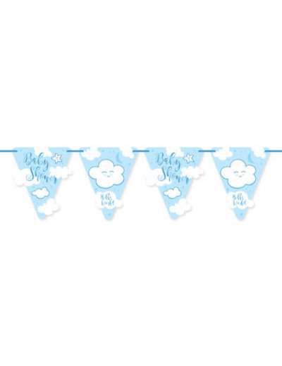 Versiering Babyshower Vlaggenlijn Blauw - 6mtr