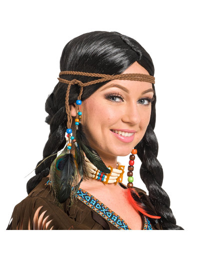 Accessoires indianen Haarband met veren