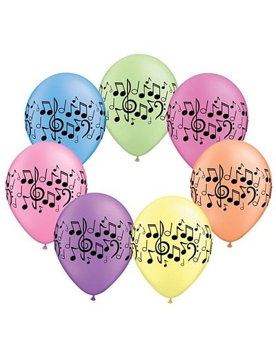  10x Gekleurde Latex Ballonnen Muzieknootjes