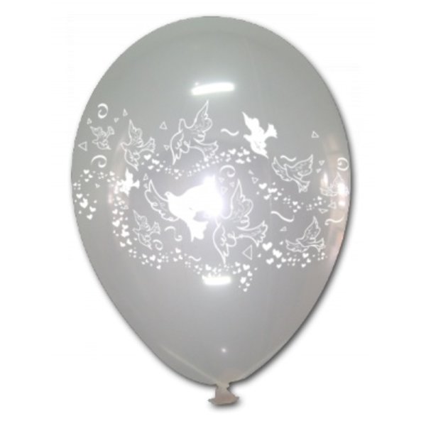 Minnaar Coördineren oogsten 10x Zilveren Ballonnen met Duiven Print Helium Trouwballonnen - Feestperpost