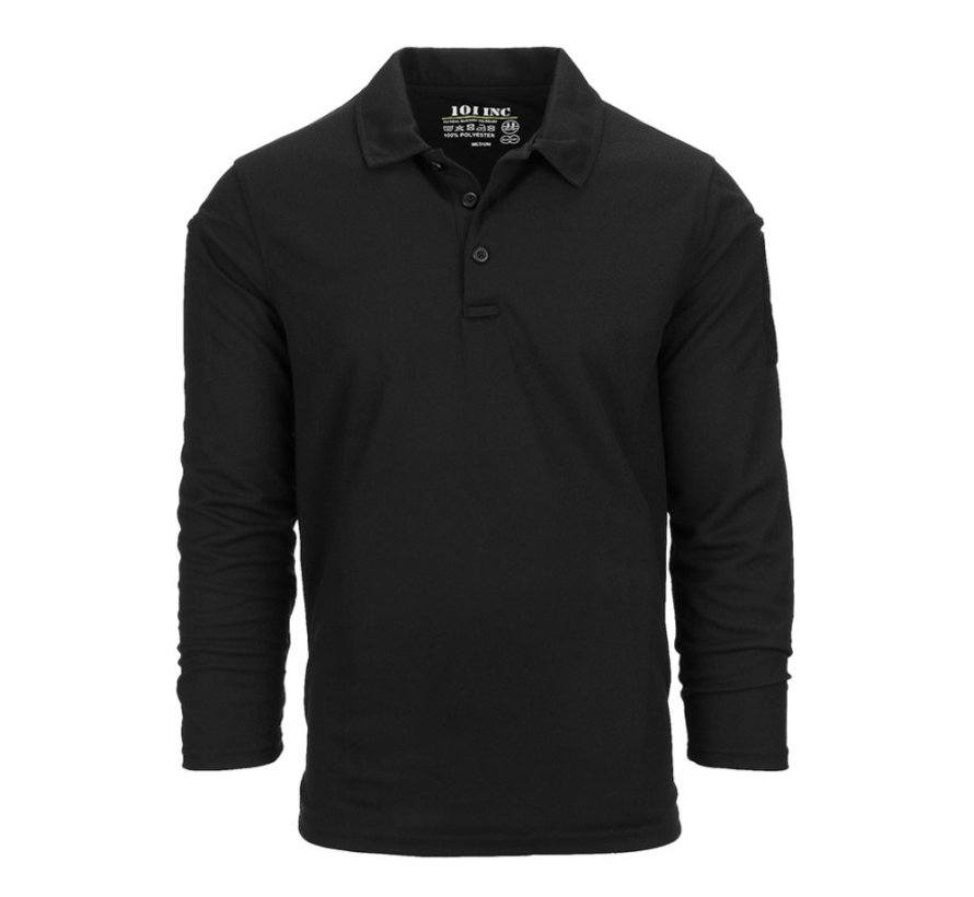101 INC Tactical Polo Quick Dry Long Sleeve (Black). - Airsoftshop