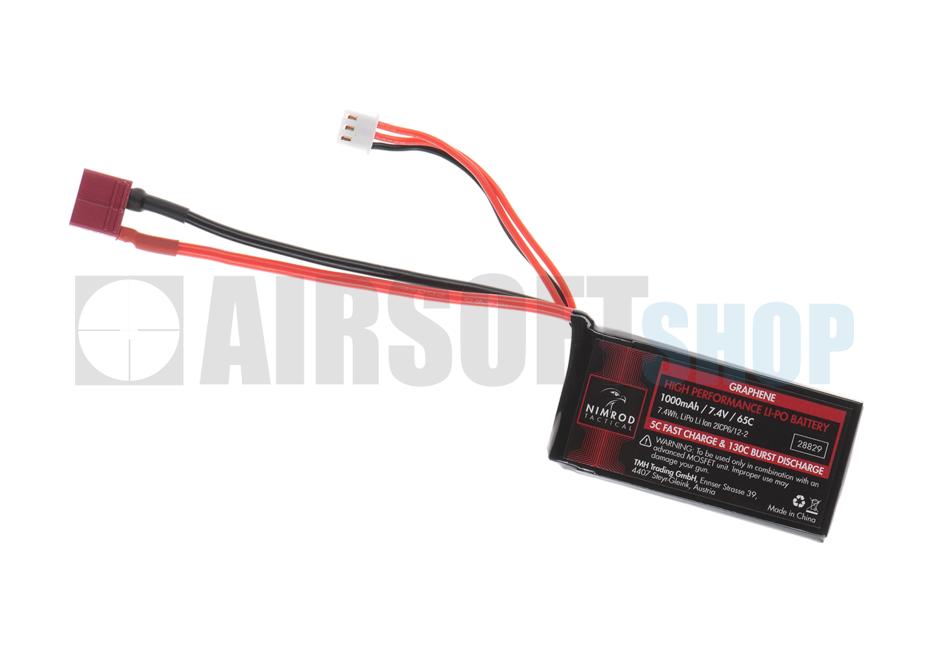 LiPo 7.4V 1000mAh 65C Graphene PEQ Type (Deans)