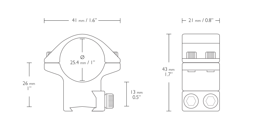 Match Mount 2 Piece 25.4 mm AIRGUN  (Medium)