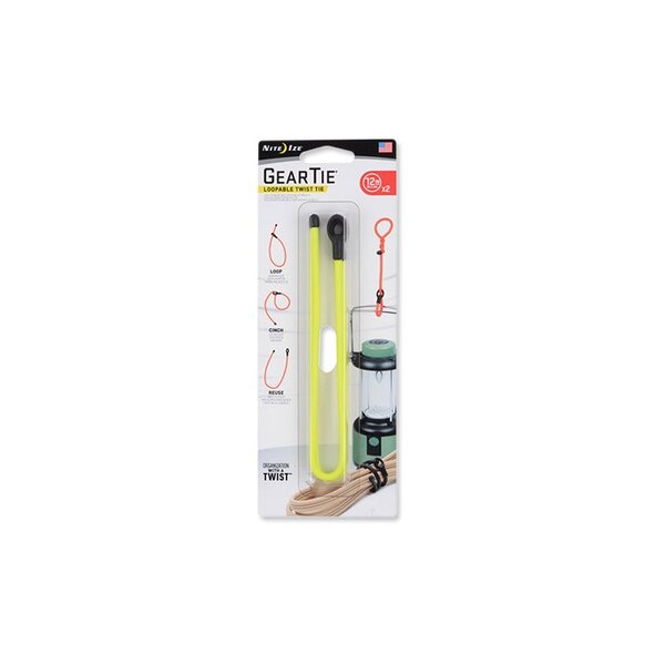 Gear Tie Loopable 12" 2Pack (Neon Yellow)
