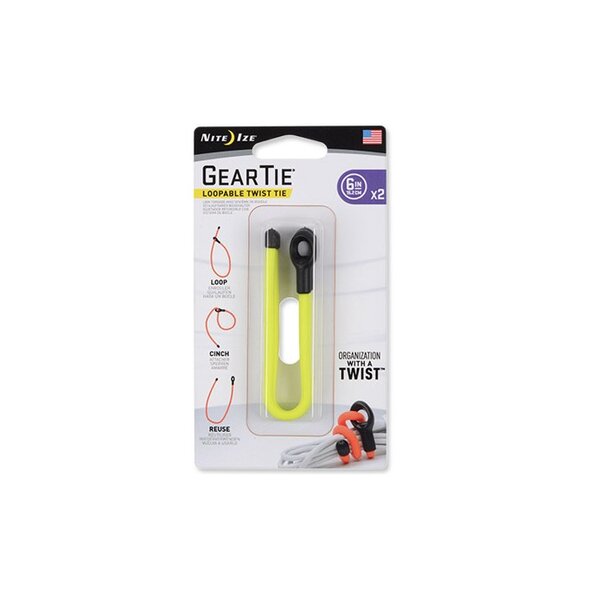 Gear Tie Loopable 6" 2Pack (Neon Yellow)