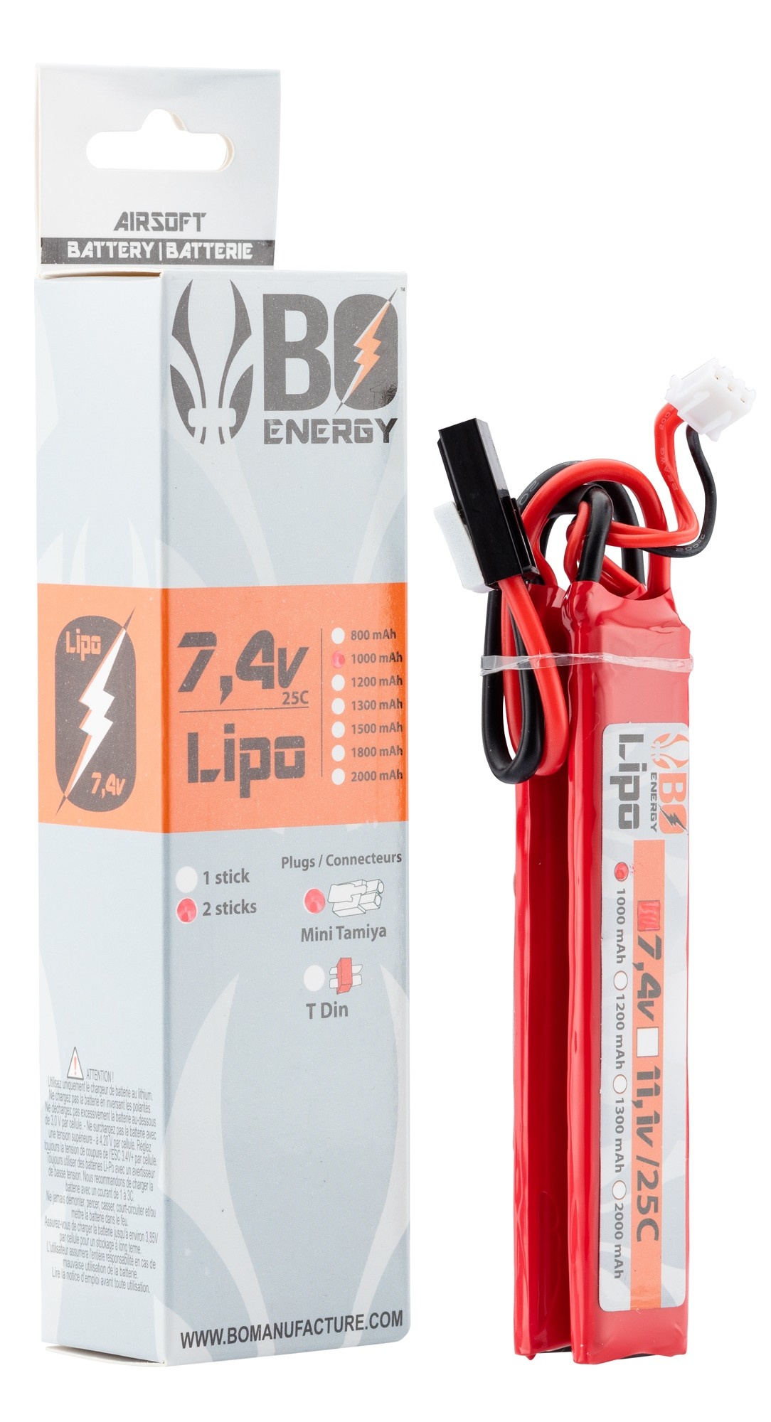 LiPo 7.4V 1000mAh 25C Twin Type (Tamiya)