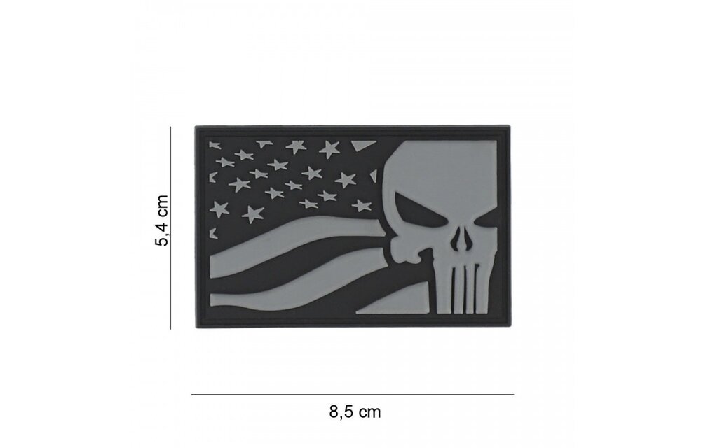 Punisher USA Flag Grey PVC Patch