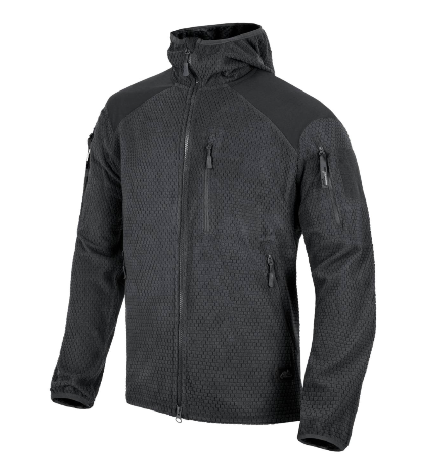 Alpha Hoodie Jacket (Grid Fleece) (Black)