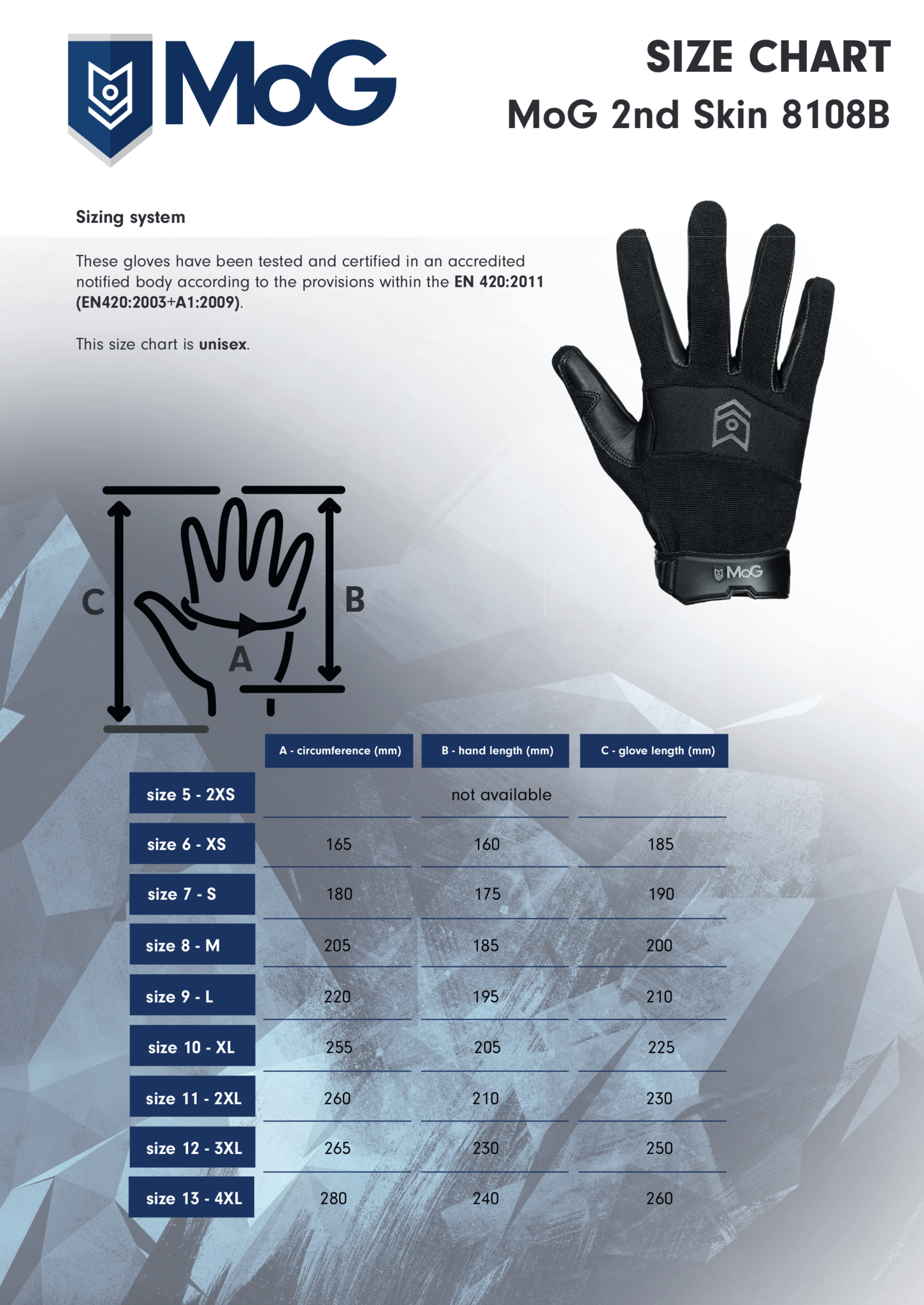 8108B 2nd Skin Gloves (Black)