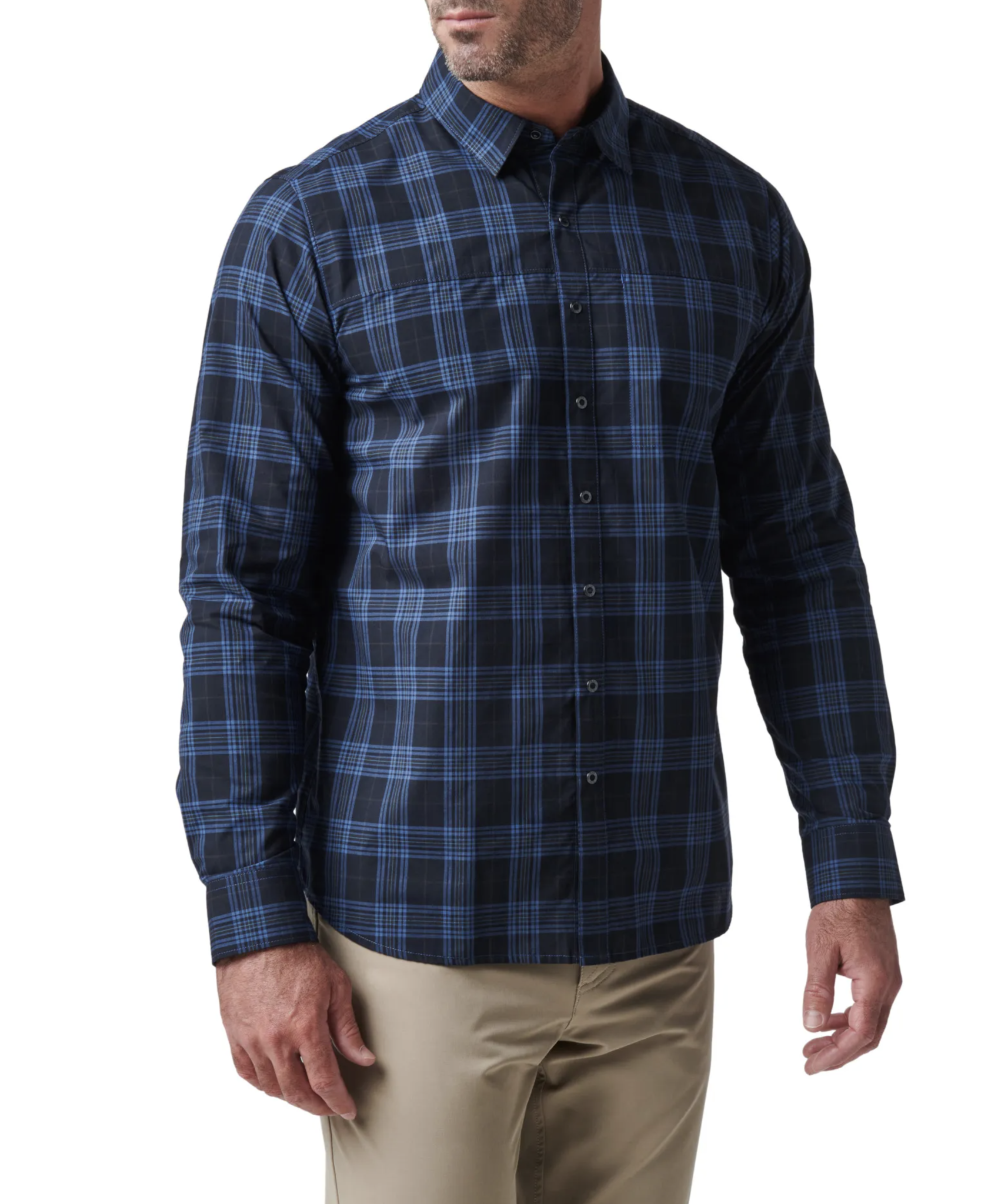 Igor Plaid Long Sleeve Shirt (Cobalt Blue Plaid)