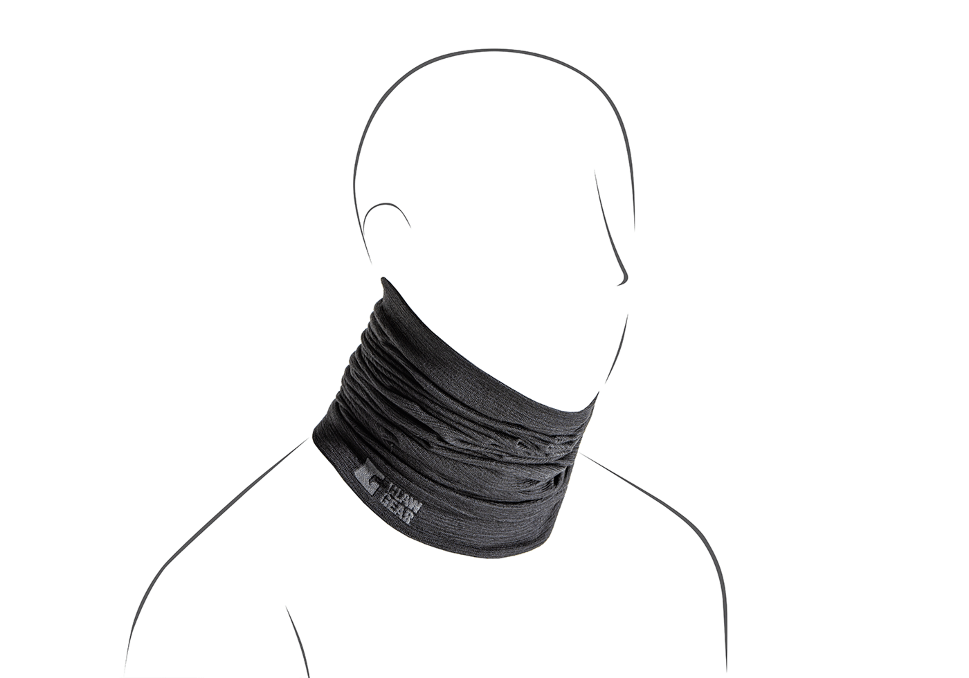 Merino Seamless Neck Gaiter Long (Black)