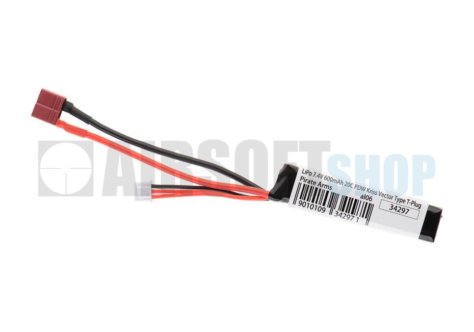LiPo 7.4V 600mAh 20C PDW Kriss Vector (Deans)