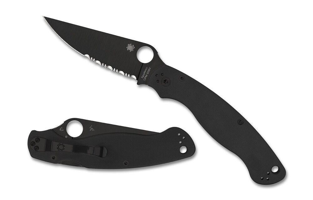 Military 2 Black / Black CPM S30V Serrated SE