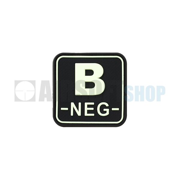 Bloodtype Square PVC Patch B NEG (Glow In The Dark)