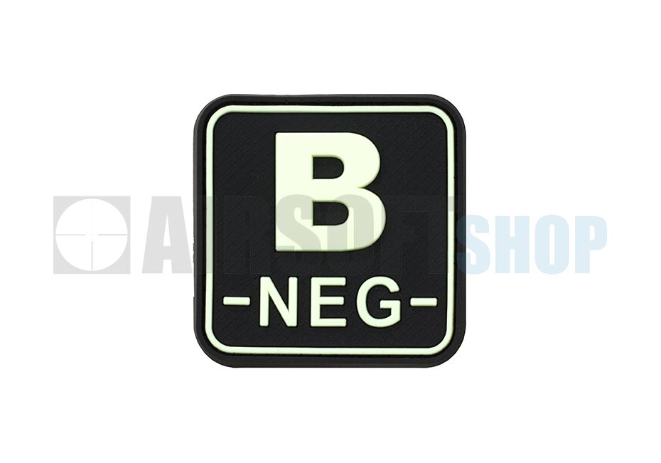 Bloodtype Square PVC Patch B NEG (Glow In The Dark)