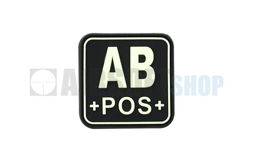 Bloodtype Square PVC Patch AB POS (Glow In The Dark)