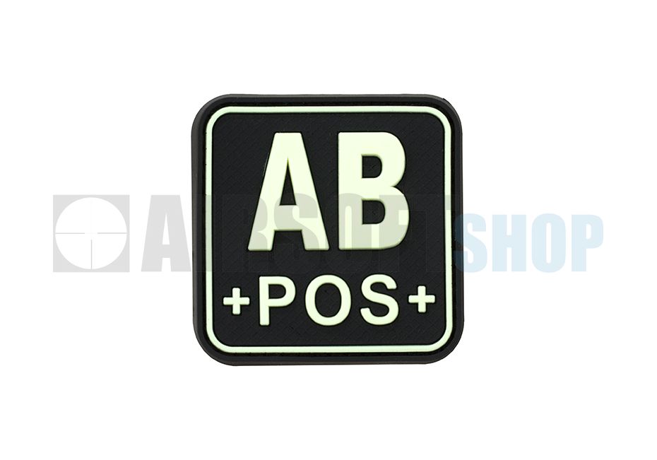 Bloodtype Square PVC Patch AB POS (Glow In The Dark)