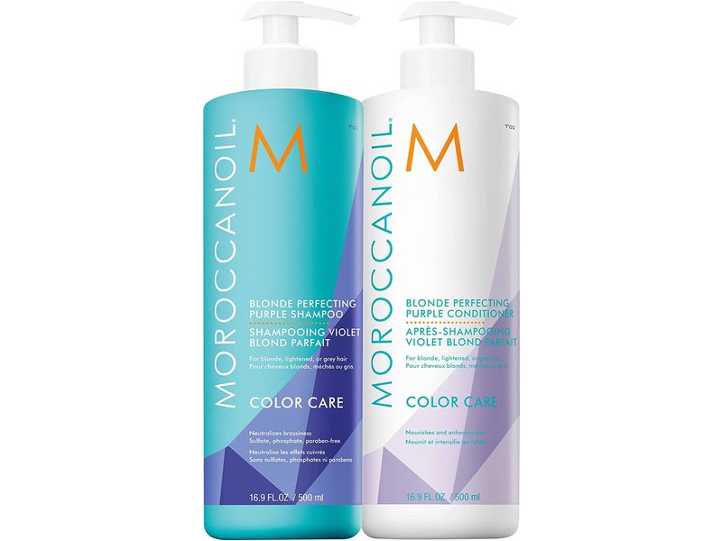 Moroccanoil Blonde Perfecting Purple Shampoo & Conditioner 500ml Set